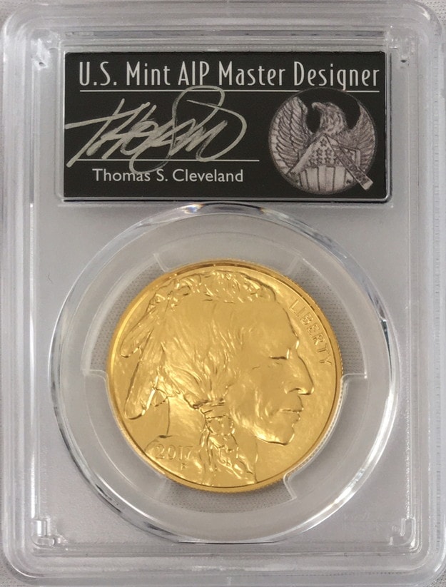 2017バッファロー金貨50ドル　1オンス　PCGS　MS70ファーストデイ　クリーブランドサイン入り