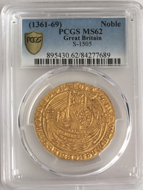 グレートブリテン エドワード3世(1361-1369)　ノーブル金貨　MS62　PCGS