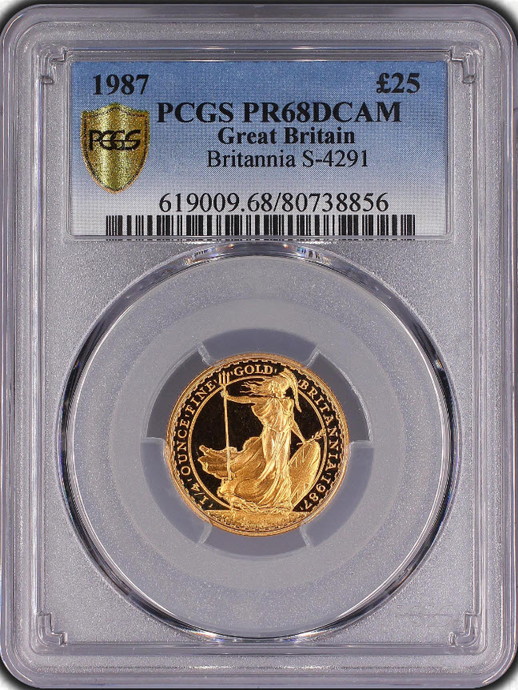 箱付き1987年エリザベスⅡ　オールド　25ポンド金貨PCGS PR68 DCAM