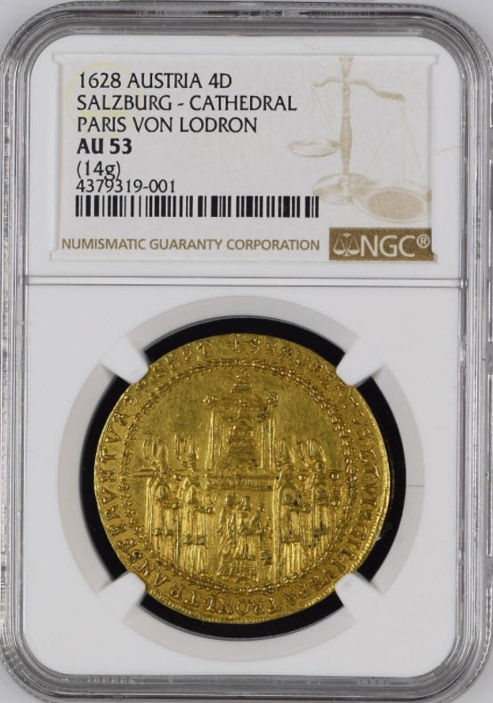 オーストリア ザルツブルグ1628 AV 4 Ducat. NGC AU53