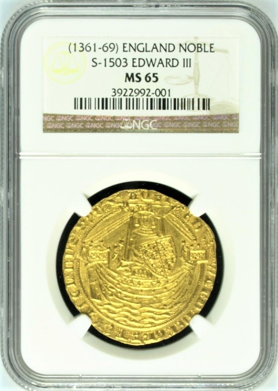 グレートブリテン エドワード3世(1361-1369)　ノーブル金貨　MS65　NGC