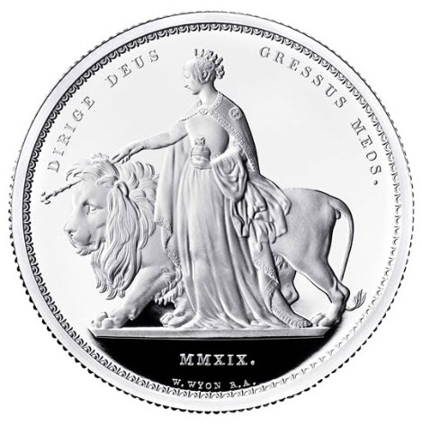 【動画あり】グレートブリテン2019年ウナとライオンプルーフ2オンス5ポンド銀貨オリジナル箱付き3