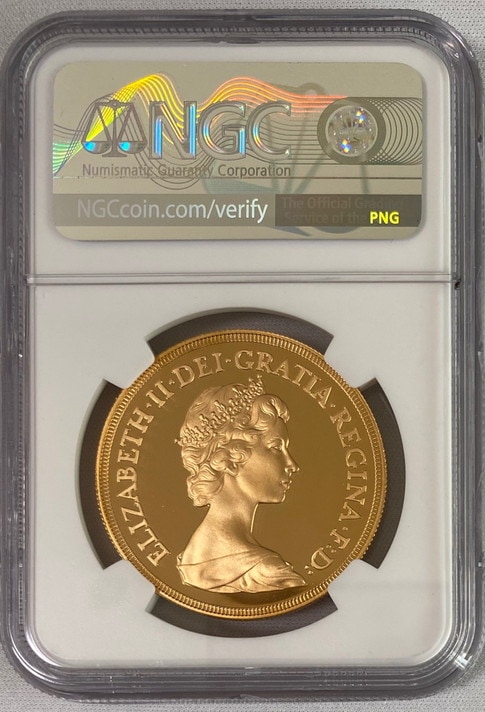 【動画あり】グレートブリテン1981年エリザベスII世5ポンド金貨NGC-PF70UCAM箱付き