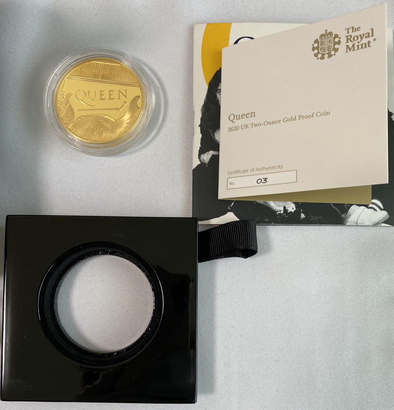 【動画あり】グレートブリテン2020年音楽の伝説シリーズクイーン2オンス200ポンドプルーフ金貨オリジナル箱付き2