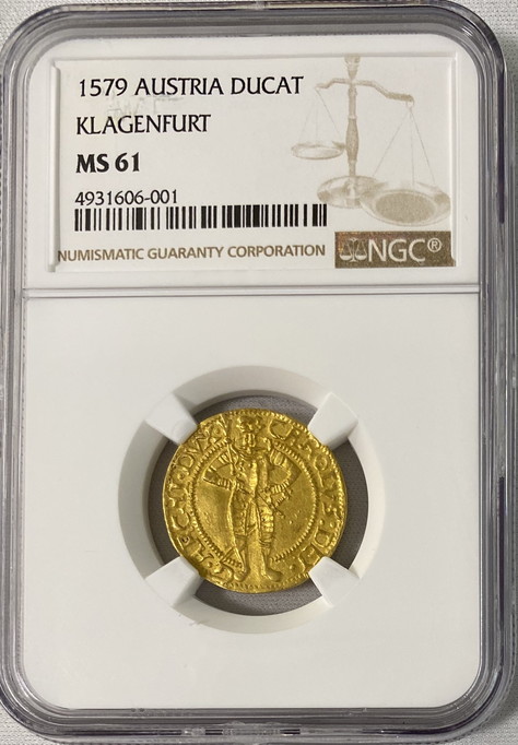 オーストリア1579年カール2世ダカット金貨NGC-MS61