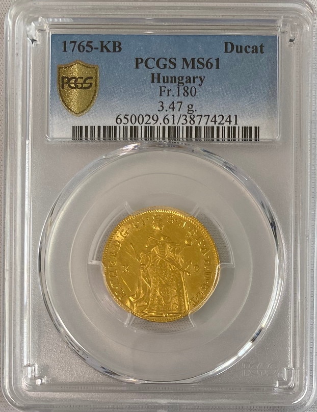 ハンガリー　1765-KB年マリア・テレジアダカット金貨PCGS-MS61