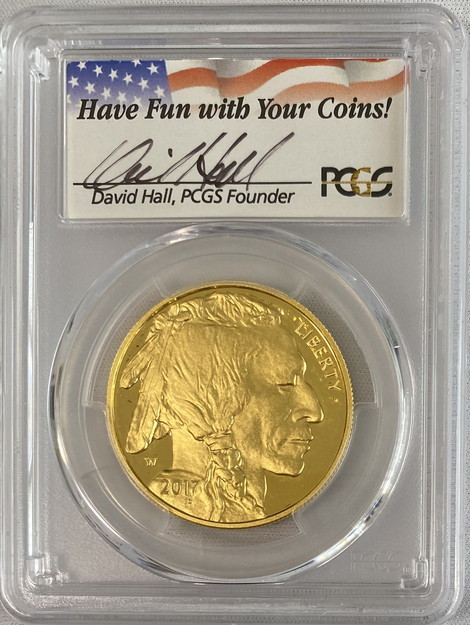 アメリカ2017-Wバッファロー金貨50ドル　1オンス　PCGS　PR70DCAMファーストストライク   デビッドホールサイン入り84258871