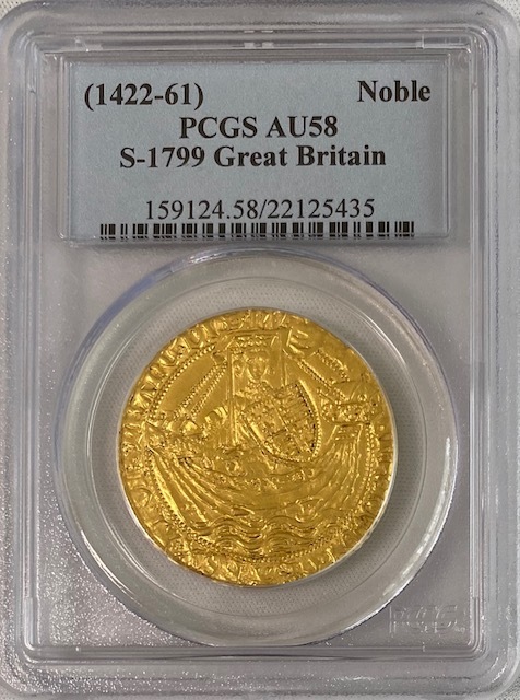 アンティークコイン　グレートブリテン　ヘンリー6世(First Reign, 1422-1461)ゴールド ノーブルAU58-PCGS