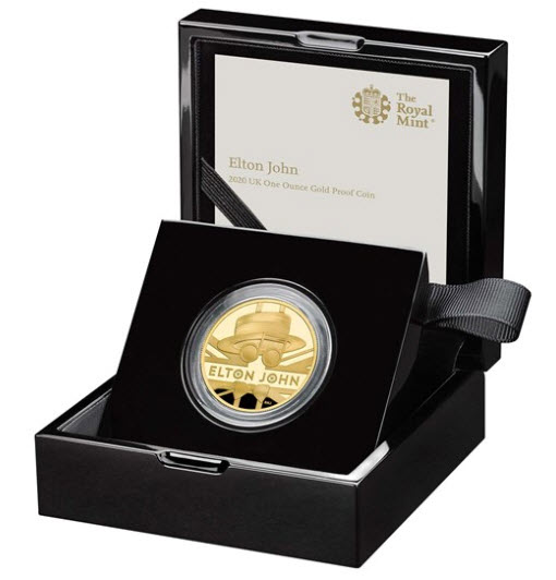 グレートブリテン2020年音楽の伝説シリーズエルトンジョン1オンス100ポンドプルーフ金貨PF70UCAM