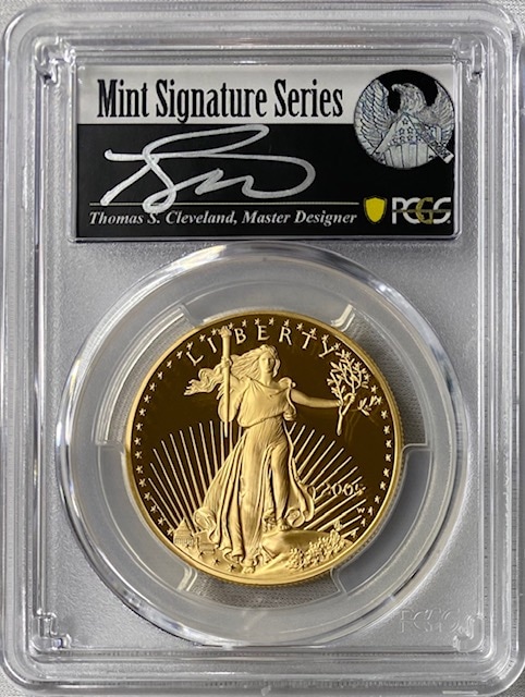 【動画あり】アメリカ50ドル金貨　ゴールドイーグル　2005-W年 $50PCGS PR70DCAMクリーブランドサイン入り