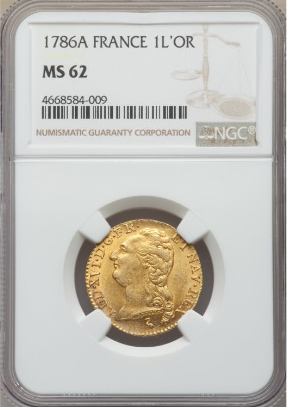 アンティークコイン-フランス-ルイ16世ルイドール金貨1786-A-NGC-MS62