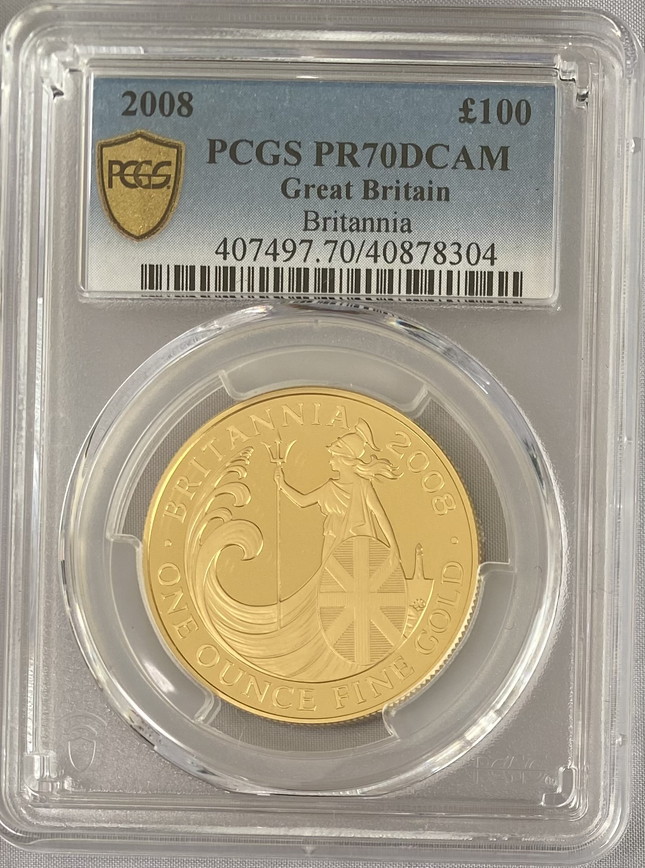 グレートブリテン2008年スタンディングブリタニア100ポンド金貨PCGS-PR70DCAM