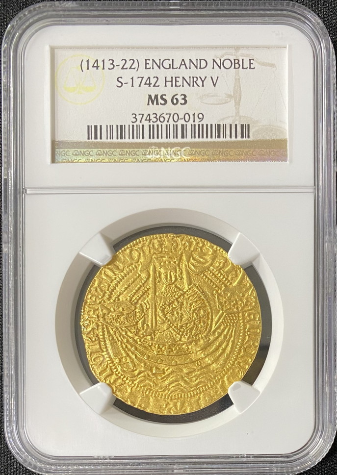 アンティークコイン　グレートブリテン　ヘンリー5世(First Reign, 1413-1422)ゴールド ノーブルNGC-MS-63