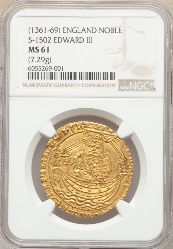グレートブリテン エドワード3世(1361-1369) ノーブル金貨NGC-MS61