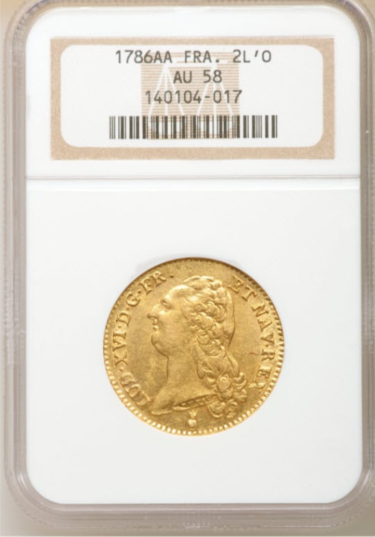 【動画あり】フランス2ルイドール金貨 Louis XVI gold-2Louis d'or1786AA-NGC-AU58