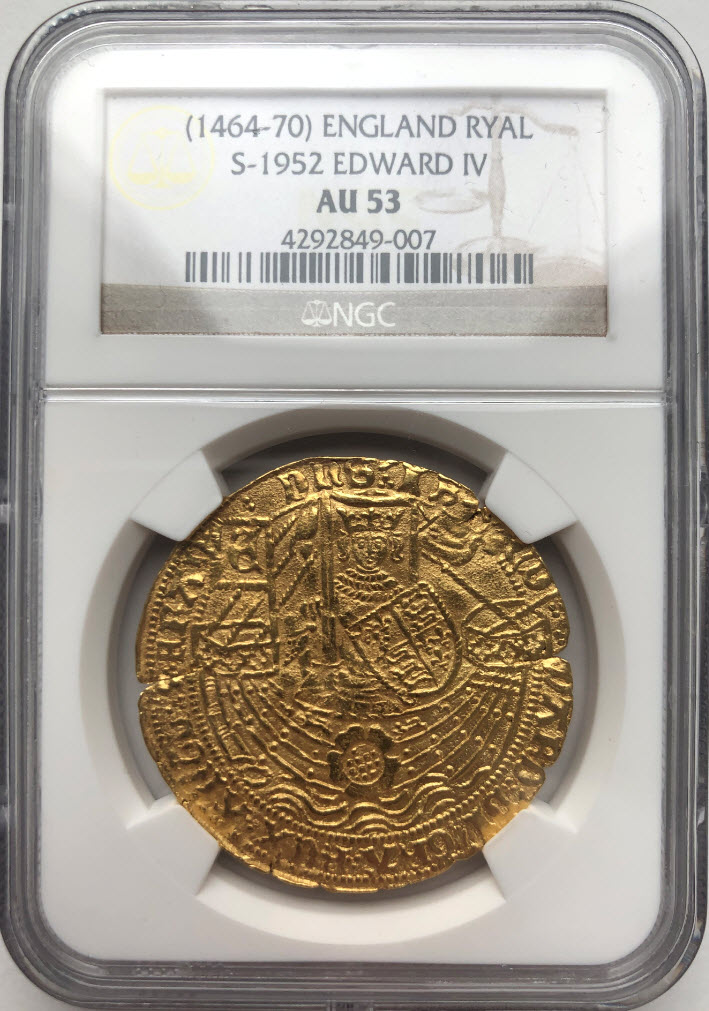 グレートブリテン エドワード4世（1464～1470）ゴールド・ロイヤル（ローズノーブル）NGC-AU53