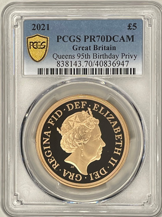 グレートブリテン 2021年 エリザベスII世95周年バースデー記念5ポンド金貨 PCGS-PR70DCAM-40836947