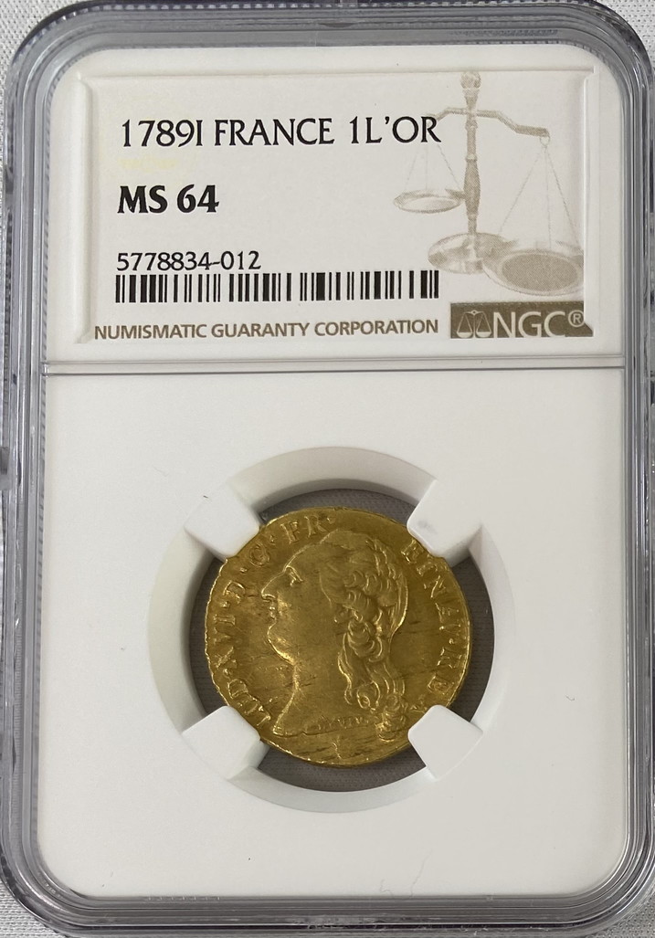 【動画あり】フランス リモージュ 1789-I年 ルイ16世 ルイドール金貨 NGC-MS64