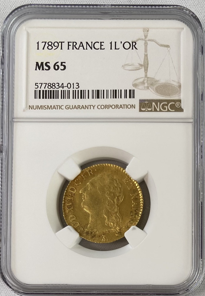 フランス ナント 1789-T年 ルイ16世 ルイドール金貨 NGC-MS65