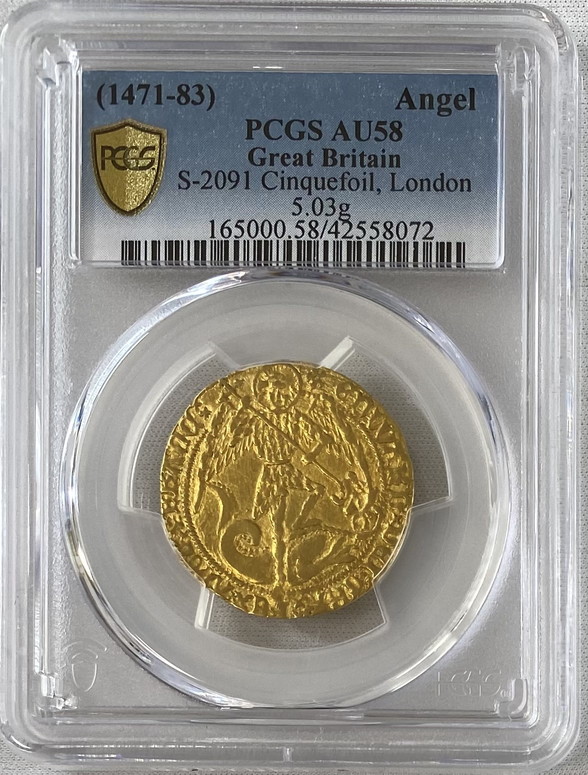 グレートブリテン エドワード4世(1480-1483) エンジェル金貨 PCGS-AU58