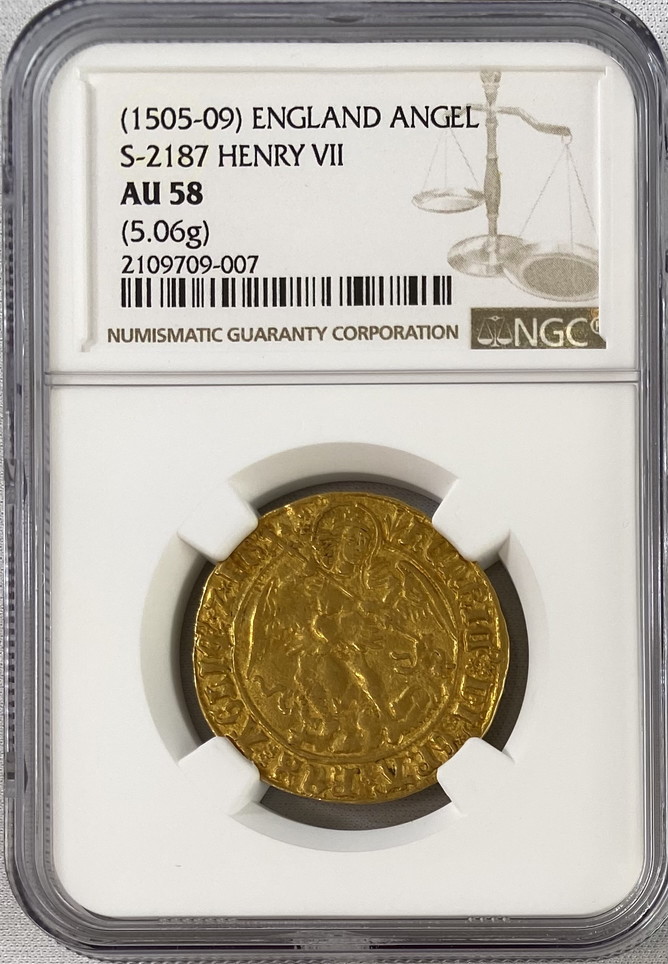 【動画あり】グレートブリテン 1505-1509年 ヘンリー7世 エンジェル金貨NGC-AU58