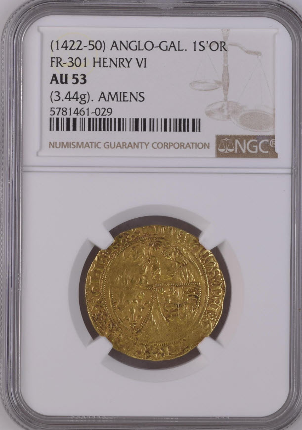 フランス アングロガリック ヘンリー6世（1422-50）ゴールドサルトドール NGC-AU53