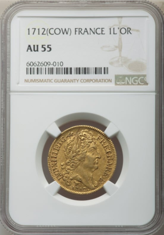 フランス 1712-Pau年 ルイ14世 1ルイドール金貨 NGC AU55