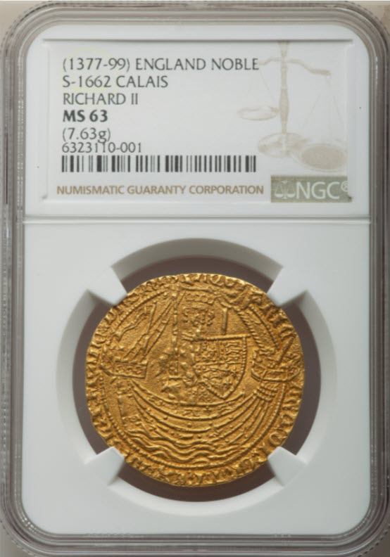 グレートブリテン リチャード2世(1377-1399) ノーブル金貨 NGC-MS63