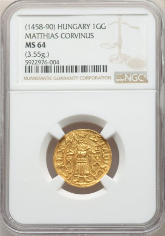 ハンガリー 1476-1485年 マーチャーシュ1世 ゴールドゴールデン金貨 NGC-MS64