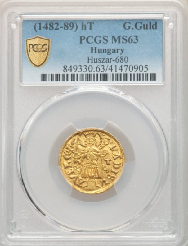 【動画あり】ハンガリー 1482-1489年 マーチャーシュ1世 ゴールドゴールデン金貨 PCGS-MS63