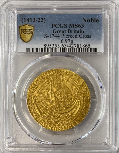 アンティークコイン グレートブリテン ヘンリー5世(1413-22) ゴールドノーブル NGC-MS63