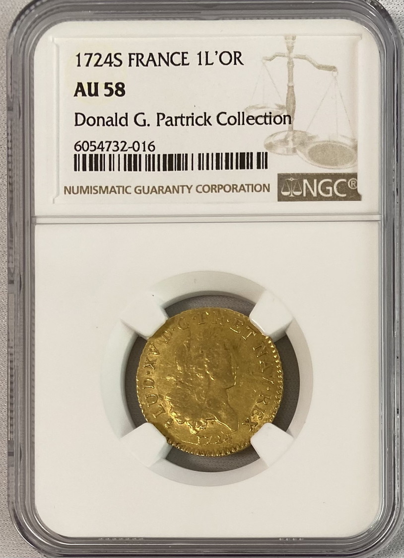 【動画あり】【レア度3-R3】フランス 1724-S年 ルイ15世 ルイドール金貨 NGC-AU58