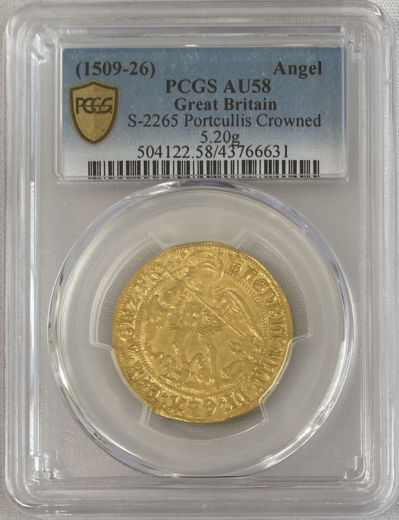 グレートブリテン 1509-1526年 ヘンリー7世 エンジェル金貨 PCGS-AU58