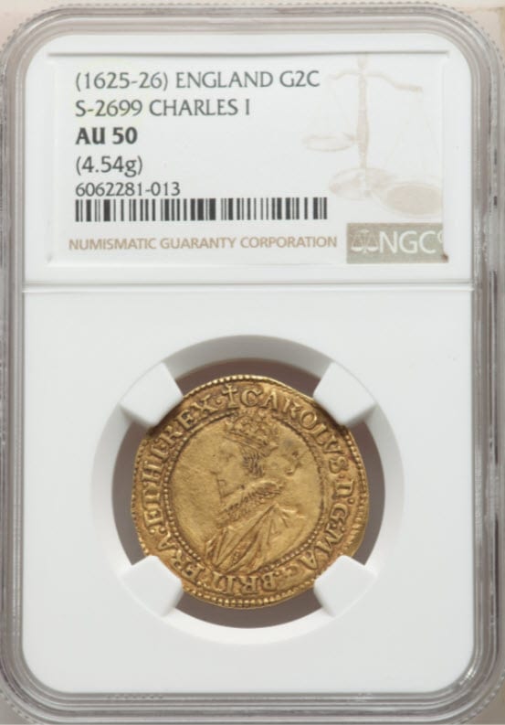 グレートブリテン 1625-26年 チャールズ1世 ダブルクラウン金貨 NGC-AU50