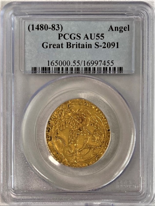 【動画あり】グレートブリテン エドワード4世(1480-1483) エンジェル金貨 PCGS-AU55