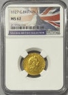 グレートブリテン 1727年 ジョージ1世 1/2ギニー金貨 NGC-MS62