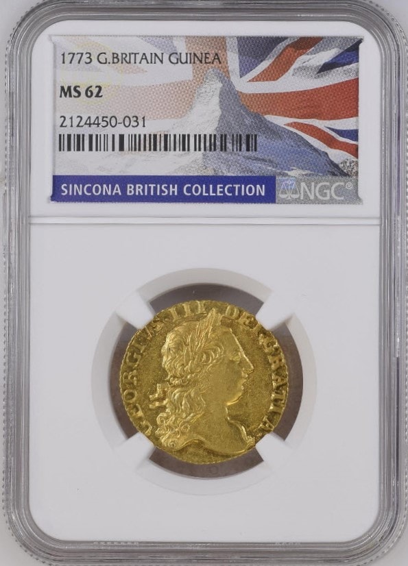 グレートブリテン 1773年 ジョージ3世 1ギニー金貨 NGC-MS62