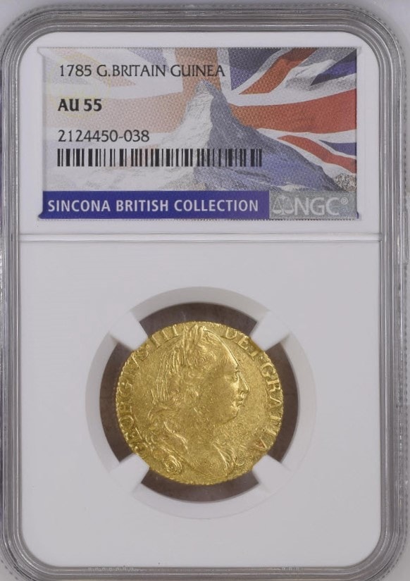 グレートブリテン 1785年 ジョージ3世 1ギニー金貨 NGC-AU55