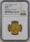 【レア度2-R2】フランス 1641-A年 ルイ13世 1ルイドール金貨 NGC-AU58
