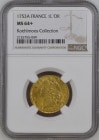 フランス 1753-A年 ルイ15世 ルイドール金貨 NGC-MS64+