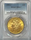 【資産防衛】アンティークコイン アメリカ 20ドル金貨 リバティヘッド1898 $20 PCGS-MS62+