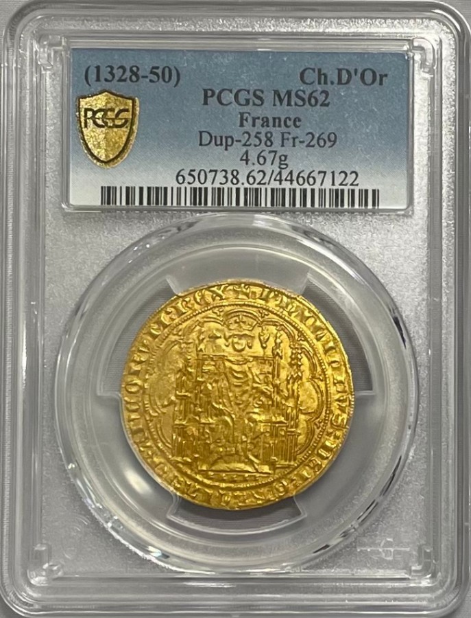 フランス 1328-50年 フィリップ6世 1シェーズドール金貨 PCGS-MS62
