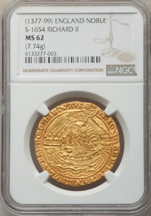 グレートブリテン リチャード2世(1377-1399) ノーブル金貨 NGC-MS2