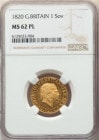 グレートブリテン ジョージ3世 1820年 ソブリン プルーフ金貨 NGC-MS62PL
