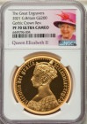 グレートブリテン エリザベスII 2021年 200ポンドプルーフ金貨 ニューゴシック・クラウン・ポートレートNGC-PF70UCAM
