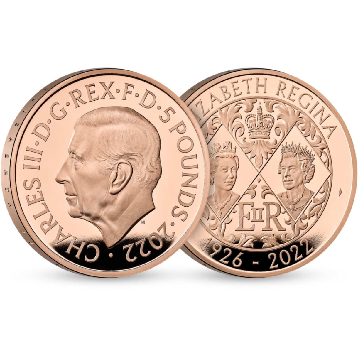 グレートブリテン 2022年 エリザベス2世 1オンス 5ポンドプルーフ金貨 箱付き