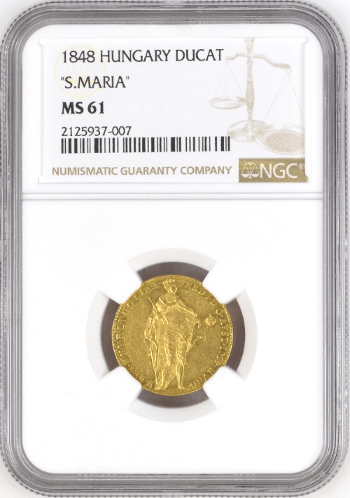 【動画あり】ハンガリー 1848年 フェルディナント5世 1ダカット金貨 NGC-MS61
