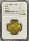 【レア度2-R2】フランス 1716-A年 ルイ15世 2ルイドール金貨 NGC-MS63+