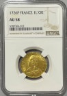 【レア度2-R2】フランス 1726-P年 ルイ15世 ルイドール金貨 NGC-AU58