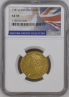 【レア度1-R1】グレートブリテン 1731年 ジョージ2世 1ギニー金貨 NGC-AU58